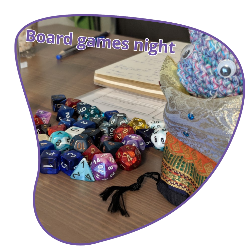 Board games night (picture of dice)