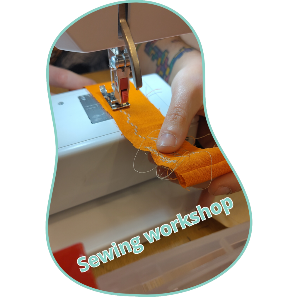 Sewing workshop (picture of someone using a sewing machine)